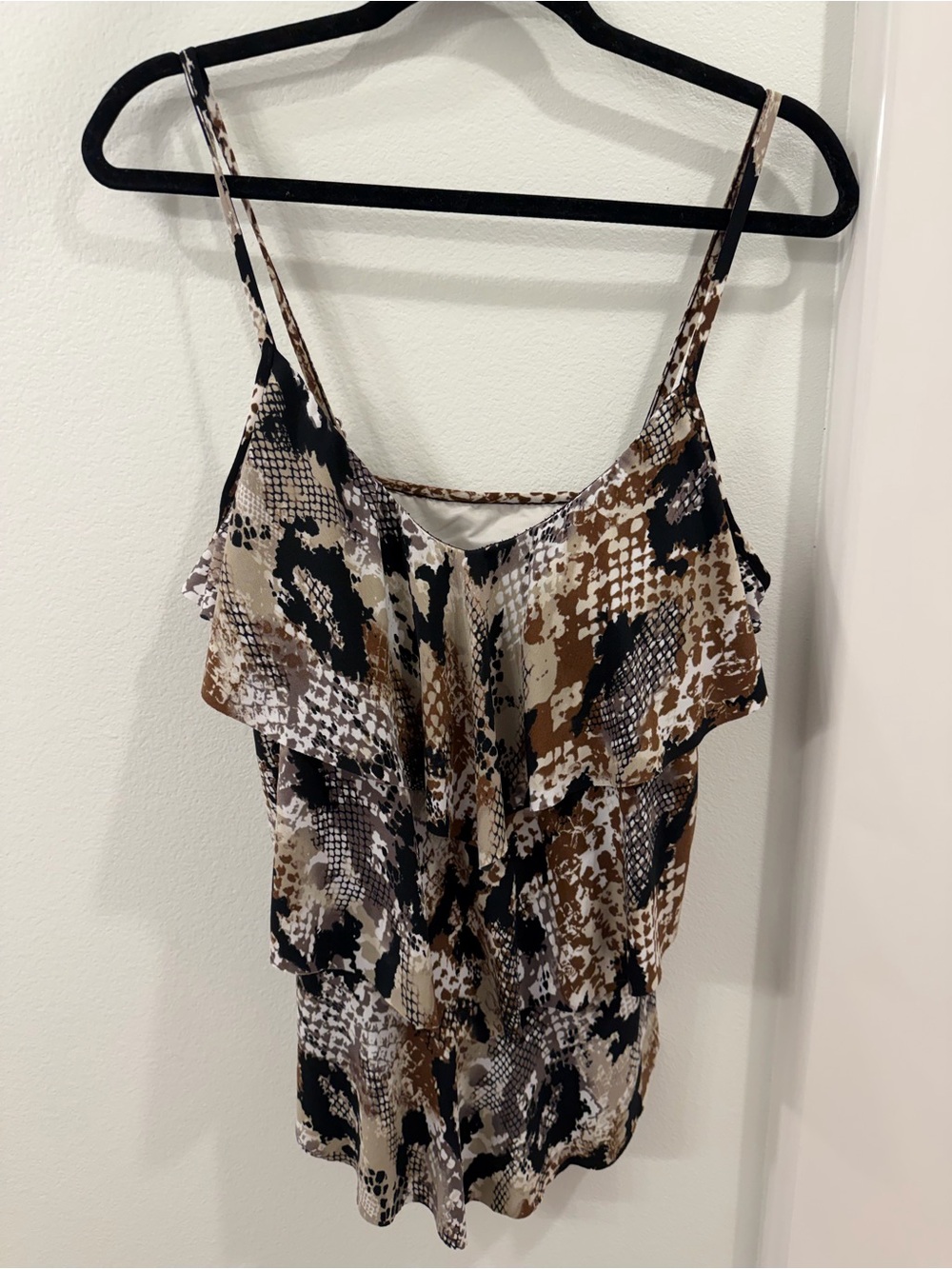 MagicSuit Brown Snake-Print Ruffle Swim Top
